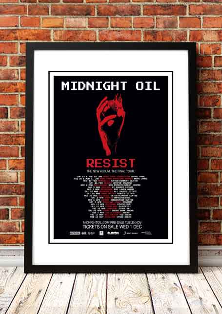 NNEDSZ Midnight Oil 'Resist' Tour Poster 2022- Framed A4
