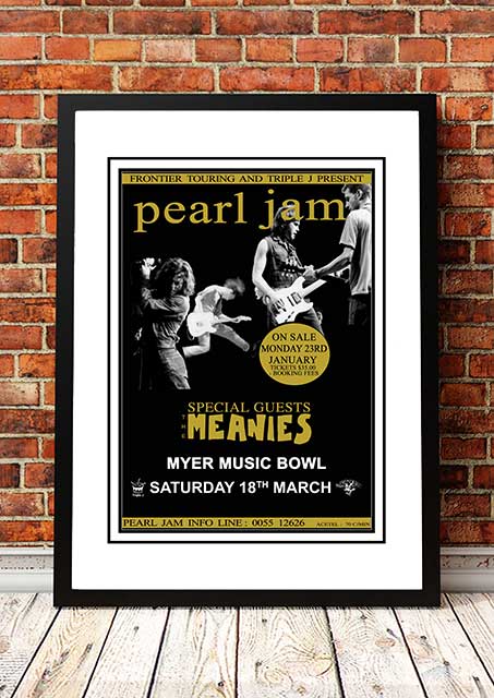 NNEDSZ Pearl Jam 'Myer Music Bowl' Melbourne, Australian Tour Poster 1995 - Framed A1