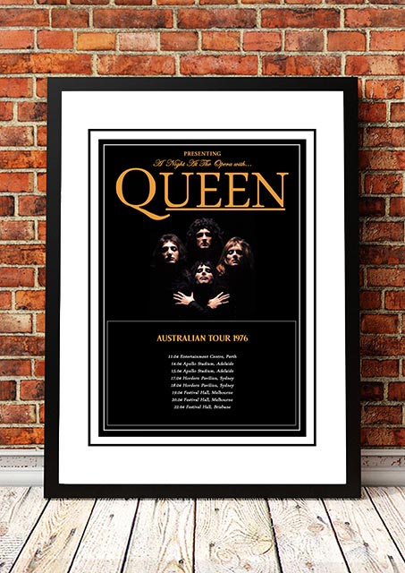 NNEDSZ Queen 'A Night At The Opera' Australian Tour Poster 1976 - Framed A2