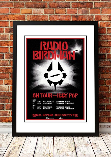 NNEDSZ Radio Birdman / Iggy Pop 'Australian Tour' Poster 1984 - Framed A2
