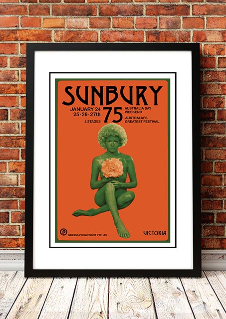 NNEDSZ Sunbury 'Music Festival' Poster 1975 - Framed A2
