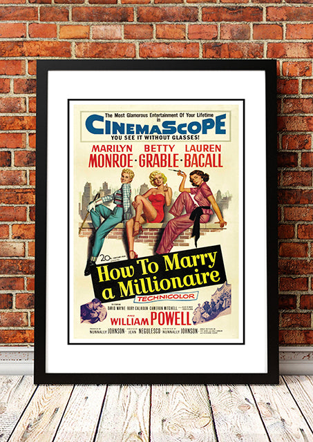 NNEDSZ Marilyn Monroe ‘How to Marry a Millionaire’ Framed Movie Poster! - Framed A2