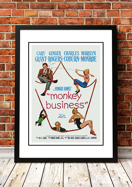 NNEDSZ Marilyn Monroe ‘Monkey Business’ Framed Movie Poster! - Framed A3