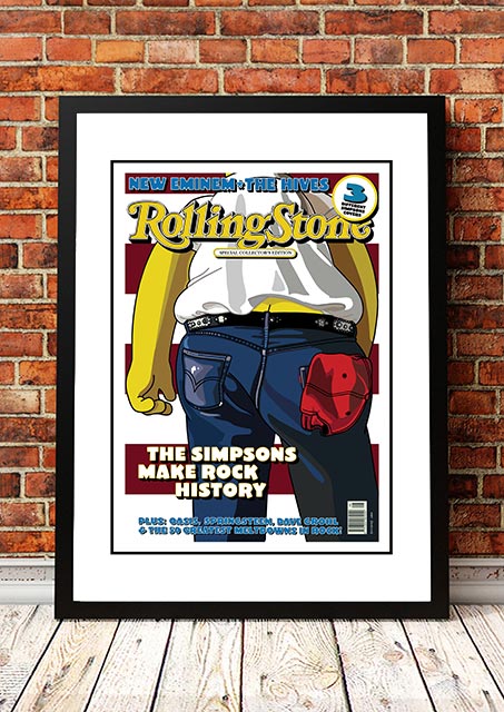 NNEDSZ The Simpsons 'Born in the USA' Rolling Stone Magazine Cover! - Framed A4