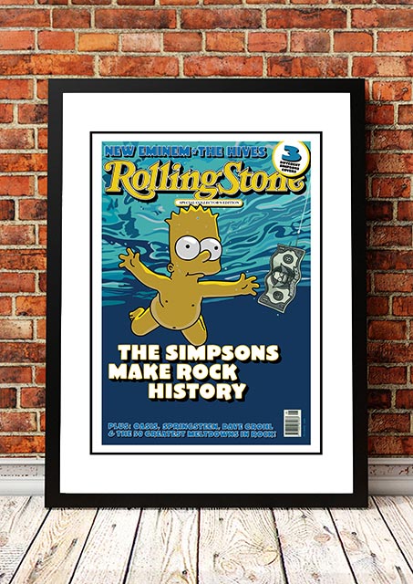 NNEDSZ The Simpsons 'Nevermind' Rolling Stone Magazine Cover! - Framed A2