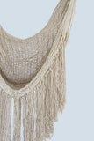 NNEDSZ Fringed Cotton Rope Mexican Hammock Swing from Mexico in Ivory