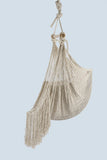 NNEDSZ Fringed Cotton Rope Mexican Hammock Swing from Mexico in Ivory
