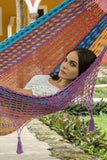 NNEDSZ Outdoor undercover cotton Mayan Legacy hammock with hand crocheted tassels King Size Colorina