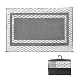 Large Outdoor Rug 275x365cm Weatherproof Plastic Weave Mat Washable Outside Solid Carpet Easy Care for Patio Deck Backyard Garden RV Camping Silver Grey