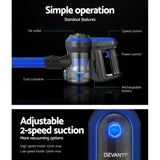 NNEDSZ Devanti Stick Vacuum Cleaner Brushless Cordless 250W Blue