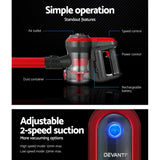 NNEDSZ Devanti Stick Vacuum Cleaner Brushless Cordless 250W Red