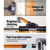 NNEDSZ Handheld Vacuum Cleaner Cordless Stick Handstick Car Vac Bagless 2-Speed LED Headlight Gold