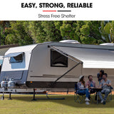 NNEMB 14ft x 8ft Caravan Retractable Awning, Powder Coated 6063 Aluminium and Vinyl, for Caravan, Motorhome, RV, Work Trailer