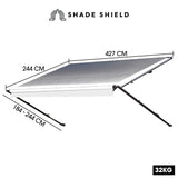 NNEMB 14ft x 8ft Caravan Retractable Awning, Powder Coated 6063 Aluminium and Vinyl, for Caravan, Motorhome, RV, Work Trailer
