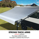 NNEMB 14ft x 8ft Caravan Retractable Awning, Powder Coated 6063 Aluminium and Vinyl, for Caravan, Motorhome, RV, Work Trailer