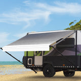 NNEMB 15ft x 8ft Caravan Retractable Awning, Powder Coated 6063 Aluminium and Vinyl, for Caravan, Motorhome, RV, Work Trailer