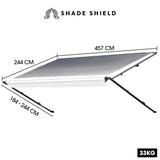 NNEMB 15ft x 8ft Caravan Retractable Awning, Powder Coated 6063 Aluminium and Vinyl, for Caravan, Motorhome, RV, Work Trailer