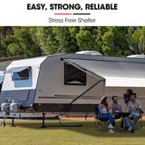 NNEMB 16ft x 8ft Caravan Retractable Awning, Powder Coated 6063 Aluminium and Vinyl, for Caravan, Motorhome, RV, Work Trailer