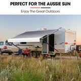 NNEMB 16ft x 8ft Caravan Retractable Awning, Powder Coated 6063 Aluminium and Vinyl, for Caravan, Motorhome, RV, Work Trailer