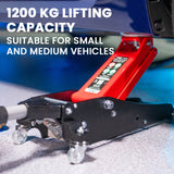 NNEMB 1200KG Hydraulic Trolley Floor Jack, Low Profile, Dual Pump, Quick Release Handle, for Jacking Car