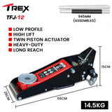 NNEMB 1200KG Hydraulic Trolley Floor Jack, Low Profile, Dual Pump, Quick Release Handle, for Jacking Car