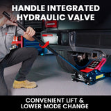 NNEMB 3000KG Hydraulic Trolley Floor Jack, High Lift, Dual Pump, Quick Release Handle