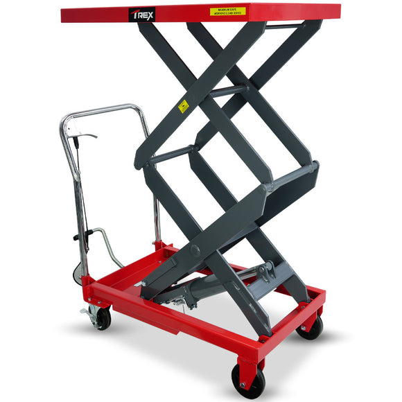 NNEMB 300KG Hydraulic High Lift Double Scissor Trolley, 1.3M Max Platform Hgt, Heavy-Duty, for Material Handling