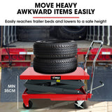 NNEMB 300KG Hydraulic High Lift Double Scissor Trolley, 1.3M Max Platform Hgt, Heavy-Duty, for Material Handling