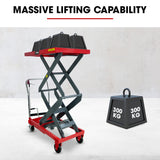 NNEMB 300KG Hydraulic High Lift Double Scissor Trolley, 1.3M Max Platform Hgt, Heavy-Duty, for Material Handling