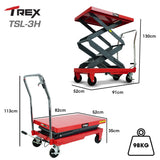 NNEMB 300KG Hydraulic High Lift Double Scissor Trolley, 1.3M Max Platform Hgt, Heavy-Duty, for Material Handling