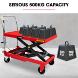 NNEMB 500KG Hydraulic Scissor Lift Platform Trolley, Heavy-Duty, for Material Handling