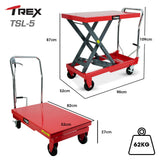 NNEMB 500KG Hydraulic Scissor Lift Platform Trolley, Heavy-Duty, for Material Handling