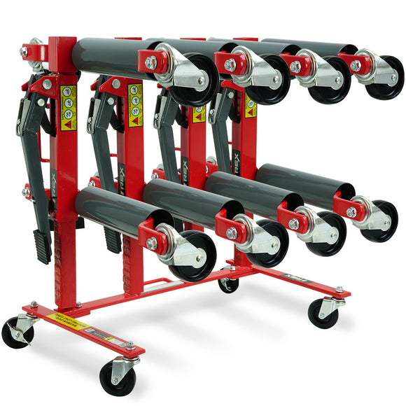 NNEMB 2360kg Set of 4 Vehicle Positioning Jacks with Rack Stand, Mechanical Ratcheting Foot Pedal Wheel Dolly For Auto Car Moving