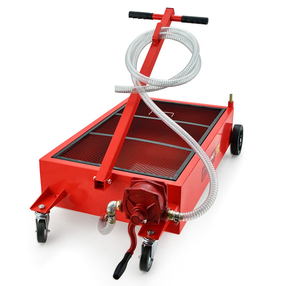 NNEMB 76L Low Level Mobile Truck Waste Oil Fluid Drainer Pan, Hand Pump, for Workshop
