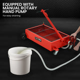 NNEMB 76L Low Level Mobile Truck Waste Oil Fluid Drainer Pan, Hand Pump, for Workshop
