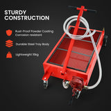 NNEMB 76L Low Level Mobile Truck Waste Oil Fluid Drainer Pan, Hand Pump, for Workshop