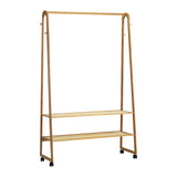 NNEED Clothes Rack Bamboo Hanging Rail Portable Wheels