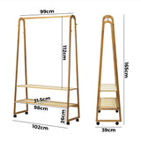 NNEED Clothes Rack Bamboo Hanging Rail Portable Wheels