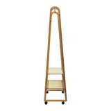 NNEED Clothes Rack Bamboo Hanging Rail Portable Wheels