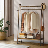 NNEED Clothes Rack Hanging Rail Bamboo Portable Wheels