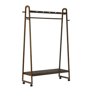 NNEED Clothes Rack Hanging Rail Bamboo Portable Wheels