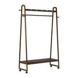 NNEED Clothes Rack Hanging Rail Bamboo Portable Wheels