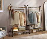 NNEED Clothes Rack Hanging Rail Bamboo Portable Wheels