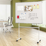 NNEDSZ 90x120cm Standing Whiteboard with Wheels Magnetic Double-Sided Erase Board