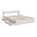 NNEDSZ Bed Frame Double Size Mattress Base wtih Charging Ports 2 Storage Drawers