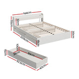NNEDSZ Bed Frame Double Size Mattress Base wtih Charging Ports 2 Storage Drawers
