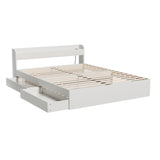 NNEDSZ Bed Frame Queen Size Mattress Base wtih Charging Ports 2 Storage Drawers