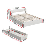 NNEDSZ Bed Frame Queen Size Mattress Base wtih Charging Ports 2 Storage Drawers