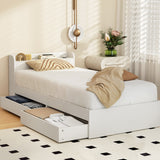 NNEDSZ Bed Frame Single Size Mattress Base wtih Charging Ports 2 Storage Drawers