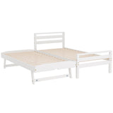 NNEDSZ Bed Frame Single Size 2-in-1 Trundle Wooden White AVIS